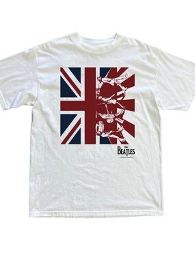 Gildan The Beatles White Graphic Tee - Union Jack Design